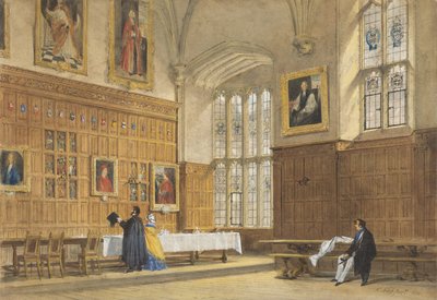 View of the Dining Hall in Magdalen College, Oxford by Joseph Nash